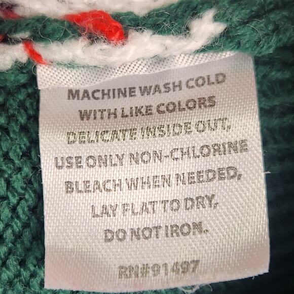 Party Sweater Dec 25 Ugly Christmas Sweater Unisex L Green/Red Cat Ornaments - Picture 14 of 15